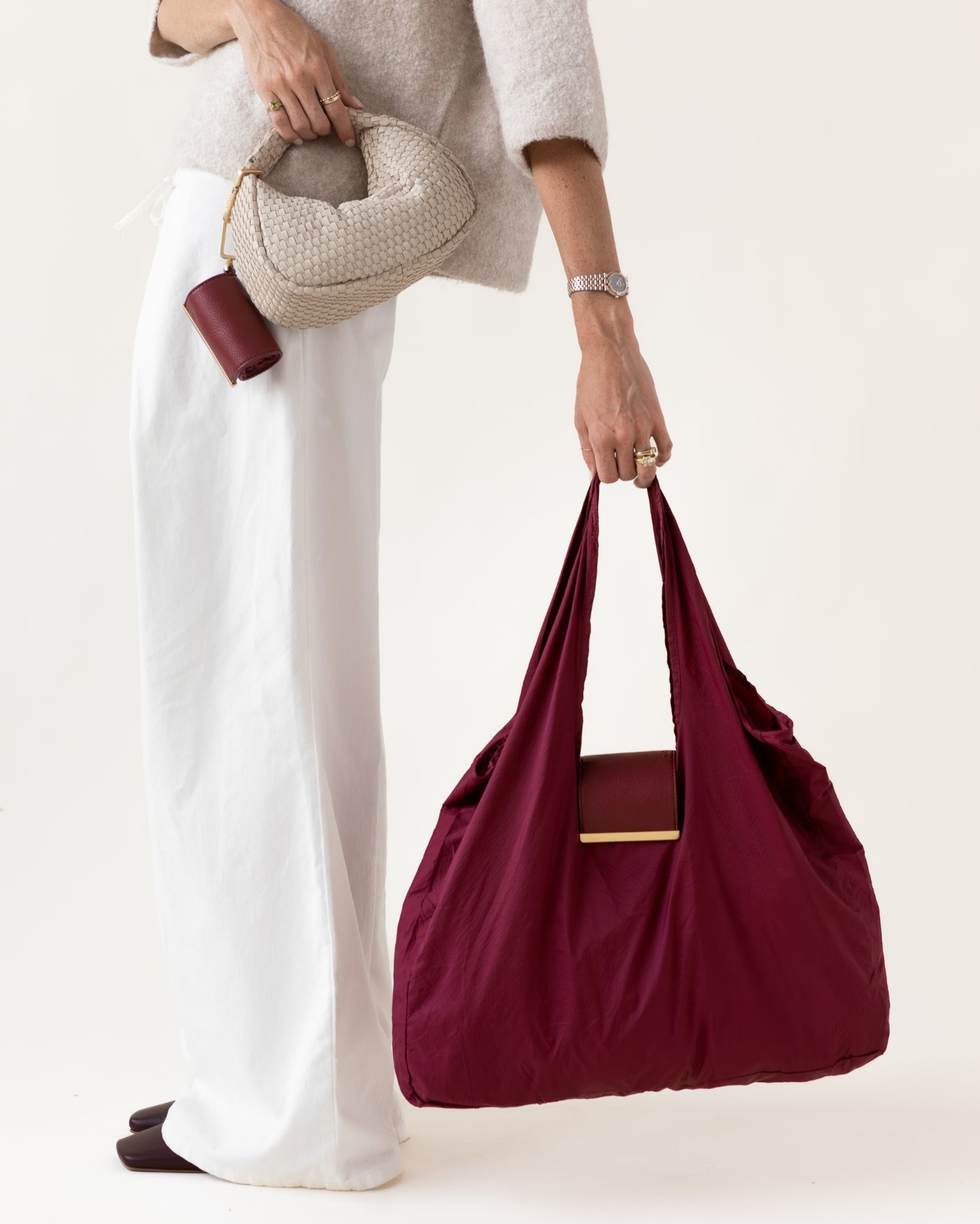 QuickBucket - keychain tote (burgundy)