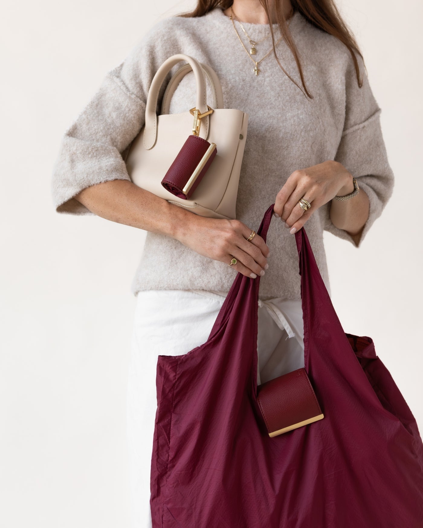 QuickBucket - keychain tote (burgundy)