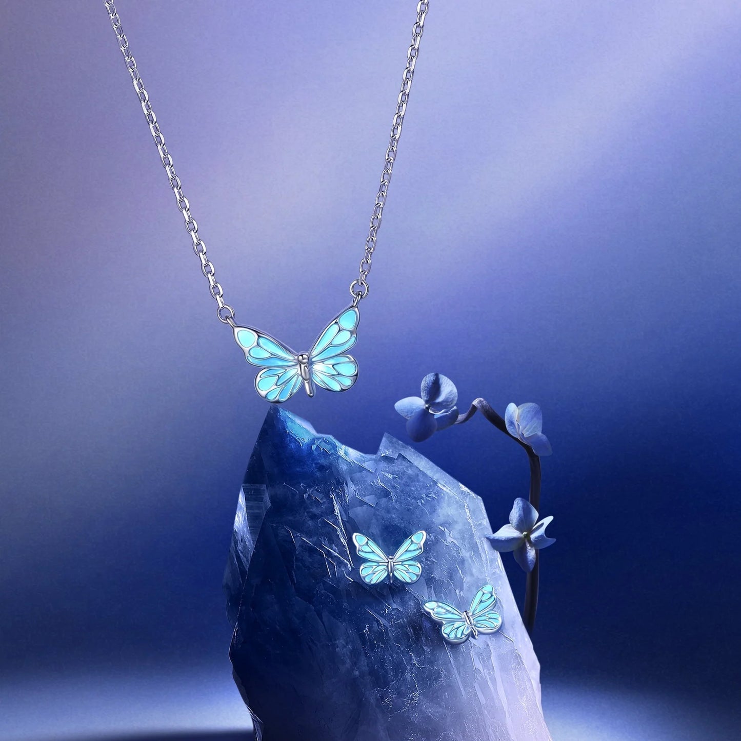 QuickBucket - Butterfly Glow In The Dark Luminous Enamel Necklace